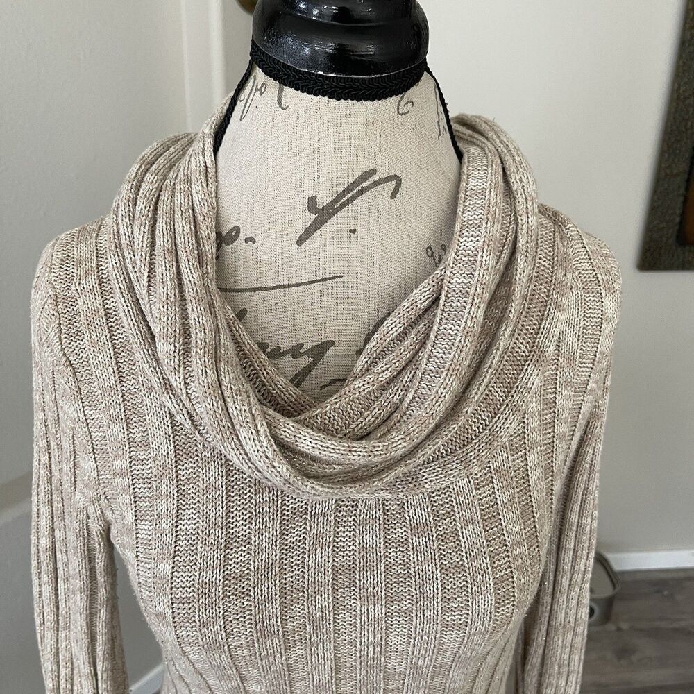 Apt 9 Women's Sweater Long Sleeve Sz Small Shimmer Ribbed Cowl Neck Ribbed Y2K - Picture 5 of 13